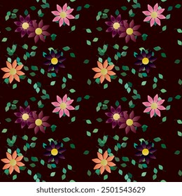 Flower pattern, seamless background, leaf silhouette, floral pattern, seamless vector, background design, floral vector, petals background, ornament vector, flower background