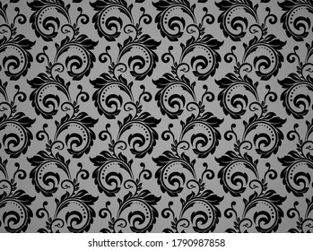 Flower pattern. Seamless black and gray ornament. Graphic vector background. Ornament for fabric, wallpaper, packaging