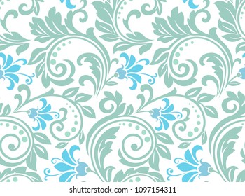 Flower pattern. Seamless color ornament. Graphic vector background. Ornament for fabric, wallpaper, packaging