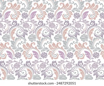 Flower pattern. Seamless colored ornament. Graphic vector background. Ornament for fabric, wallpaper, packaging