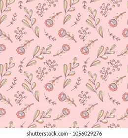 flower pattern seamless in doodle style.  Gentle, spring floral background.