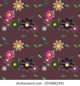 Padrão de flores, padrão floral sem costura, padrão de folhas, padrão de pétalas, flores vetoriais, plano de fundo abstrato, design floral, silhueta de folha, plano de fundo de flores, formas vetoriais