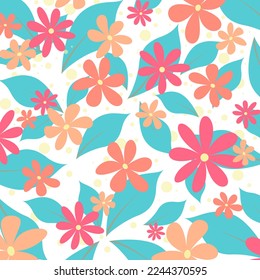 flower, pattern, seamless, floral, vector, leaves, leaf, wallpaper, nature, pink, decoration, flowers, design, illustration, summer, spring, art, blossom, backdrop, plant, beauty,  fabric, hibiscus, o