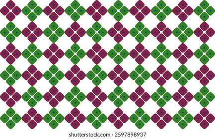 flower pattern, Seamless geometric diamond pattern in two tone green and purple diamond checkerboard, chessboard seamless Repeat seamless pattern design for fabric printing or background