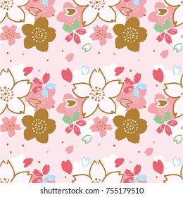 Flower pattern seamless pattern illustration cherry tree