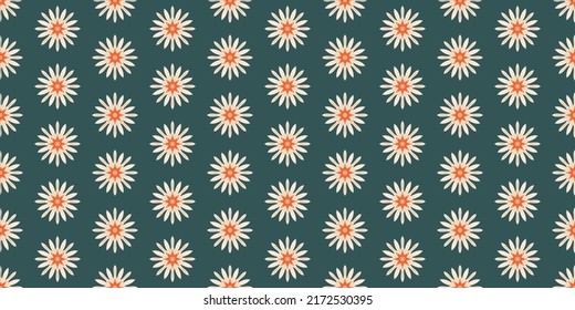 Flower pattern seamless Orange floral color on green background design for prints fabric paper wallpaper 