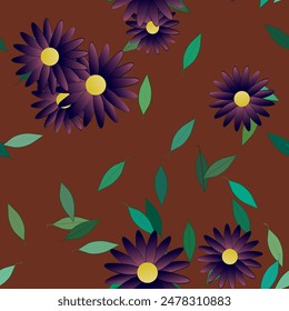 Patrón de flores, patrones sin fisuras, ramo de flores, Arte vectorial, hojas de fondo, flores aisladas, fondo de verano, Vector de adorno, hojas aisladas, fondo de flores, patrón sin fisuras florales