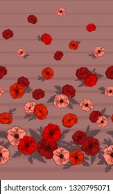Flower Pattern, Seamless poppies Background. Print for Fabric, Textile. Seamless Flower Pattern in bright Color Design. Decorative border, banner, Textile, home decor, fashion. Eps10 Vector

