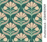 flower pattern seamless, silhouette of hibiscus flowers, hand drawn botanical.