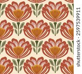 flower pattern seamless, silhouette of hibiscus flowers, hand drawn botanical.