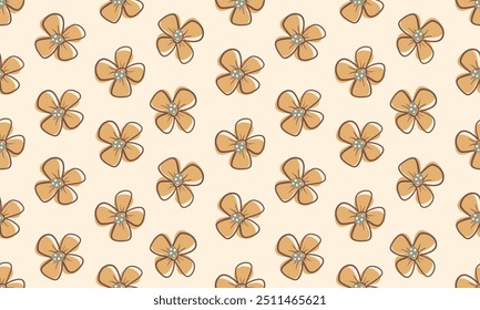 flower pattern seamless, silhouette of hibiscus flowers, hand drawn botanical	
