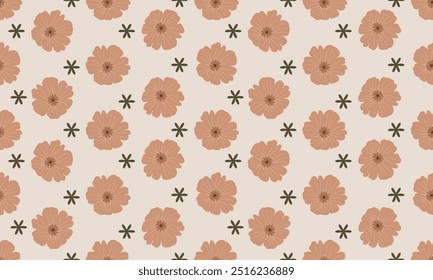 flower pattern seamless, silhouette of hibiscus flowers, hand drawn botanical.