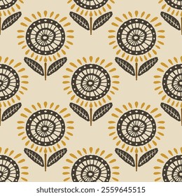 flower pattern seamless, silhouette of hibiscus flowers, hand drawn botanical.	