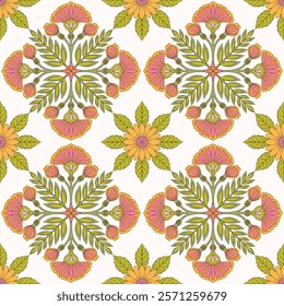 flower pattern seamless, silhouette of hibiscus flowers, hand drawn botanical