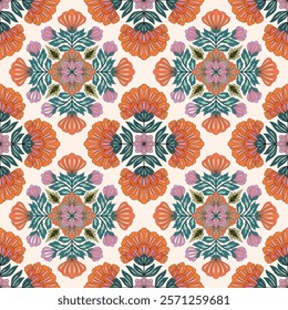 flower pattern seamless, silhouette of hibiscus flowers, hand drawn botanical