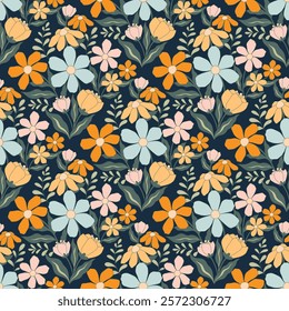 flower pattern seamless, silhouette of hibiscus flowers, hand drawn botanical