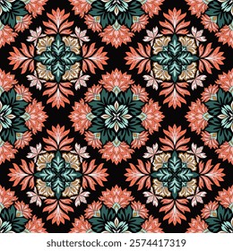 flower pattern seamless, silhouette of hibiscus flowers, hand drawn botanical