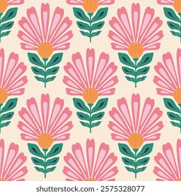 flower pattern seamless, silhouette of hibiscus flowers, hand drawn botanical