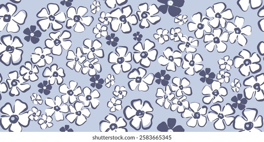 flower pattern seamless, silhouette of hibiscus flowers, hand drawn botanical