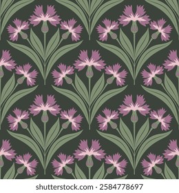 flower pattern seamless, silhouette of hibiscus flowers, hand drawn botanical