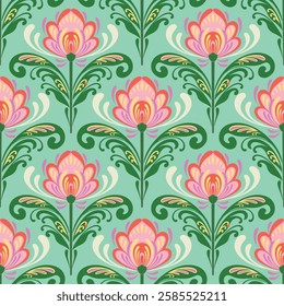 flower pattern seamless, silhouette of hibiscus flowers, hand drawn botanical.
