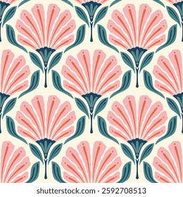 flower pattern seamless, silhouette of hibiscus flowers, hand drawn botanical.
