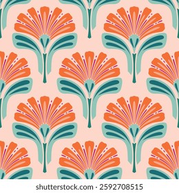 flower pattern seamless, silhouette of hibiscus flowers, hand drawn botanical.
