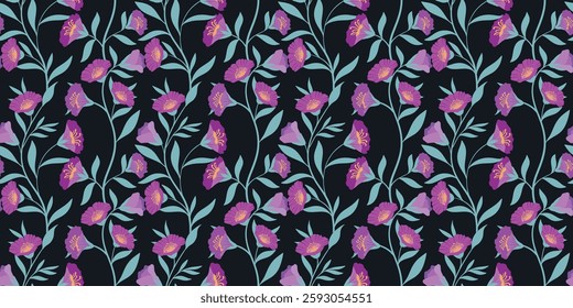 flower pattern seamless, silhouette of hibiscus flowers, hand drawn botanical.
