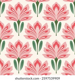flower pattern seamless, silhouette of hibiscus flowers, hand drawn botanical.