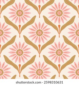 flower pattern seamless, silhouette of hibiscus flowers, hand drawn botanical.