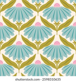 flower pattern seamless, silhouette of hibiscus flowers, hand drawn botanical.