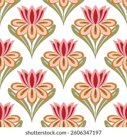 flower pattern seamless, silhouette of hibiscus flowers, hand drawn botanical.