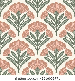flower pattern seamless, silhouette of hibiscus flowers, hand drawn botanical.
