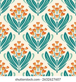 flower pattern seamless, silhouette of hibiscus flowers, hand drawn botanical.	