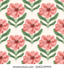 flower pattern seamless, silhouette of hibiscus flowers, hand drawn botanical.