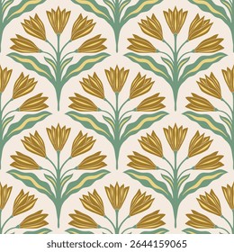 flower pattern seamless, silhouette of hibiscus flowers, hand drawn botanical.