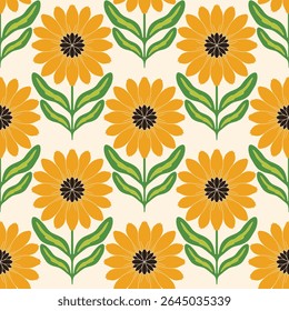 flower pattern seamless, silhouette of hibiscus flowers, hand drawn botanical.