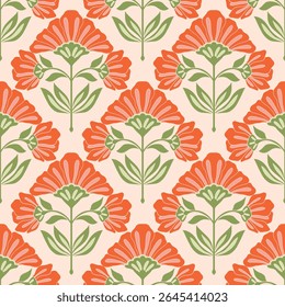 flower pattern seamless, silhouette of hibiscus flowers, hand drawn botanical.