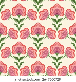 flower pattern seamless, silhouette of hibiscus flowers, hand drawn botanical.