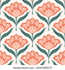 flower pattern seamless, silhouette of hibiscus flowers, hand drawn botanical.