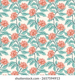 flower pattern seamless, silhouette of hibiscus flowers, hand drawn botanical.