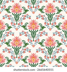 flower pattern seamless, silhouette of hibiscus flowers, hand drawn botanical.