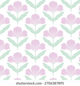 flower pattern seamless, silhouette of hibiscus flowers, hand drawn botanical. 