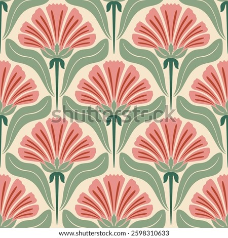 flower pattern seamless, silhouette of hibiscus flowers, hand drawn botanical.