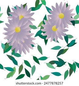 Patrón de flores, textura sin fisuras, diseño floral, abstracto de Vector, fondos de Vector, flores de primavera, ramo de flores, silueta de la hoja, flores aisladas, fondo de pétalos, Fondo de pantalla sin fisuras