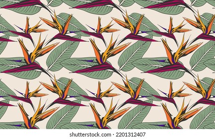 Flower pattern seamless vector background. Floral design illustration for textile, fabric, paper print or wallpaper.