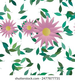 Patrón de flores, Vector de patrón sin fisuras, textura sin fisuras, fondos de la naturaleza, Vector de hojas, diseño de fondo, primavera de flores, patrón ornamental, diseño floral, verano de fondo