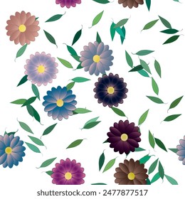 Patrón de flores, Fondo de pantalla sin fisuras, verano de fondo, diseño de patrones, Vector de adorno, hoja aislada, fondos de la naturaleza, ramo de flores, fondo de pétalos, acuarela de flores