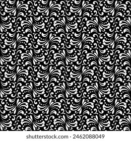 Blumenmuster. Nahtlose weiße und schwarze Ornamente. Grafische Vektorgrafik Hintergrund. Ornament für Stoff, Bildschirmhintergrund, Verpackung.