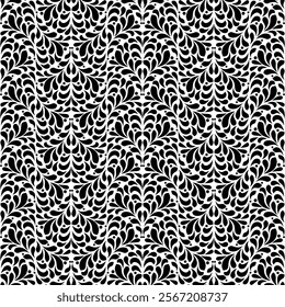Flower pattern. Seamless white and black ornament. Graphic vector background.